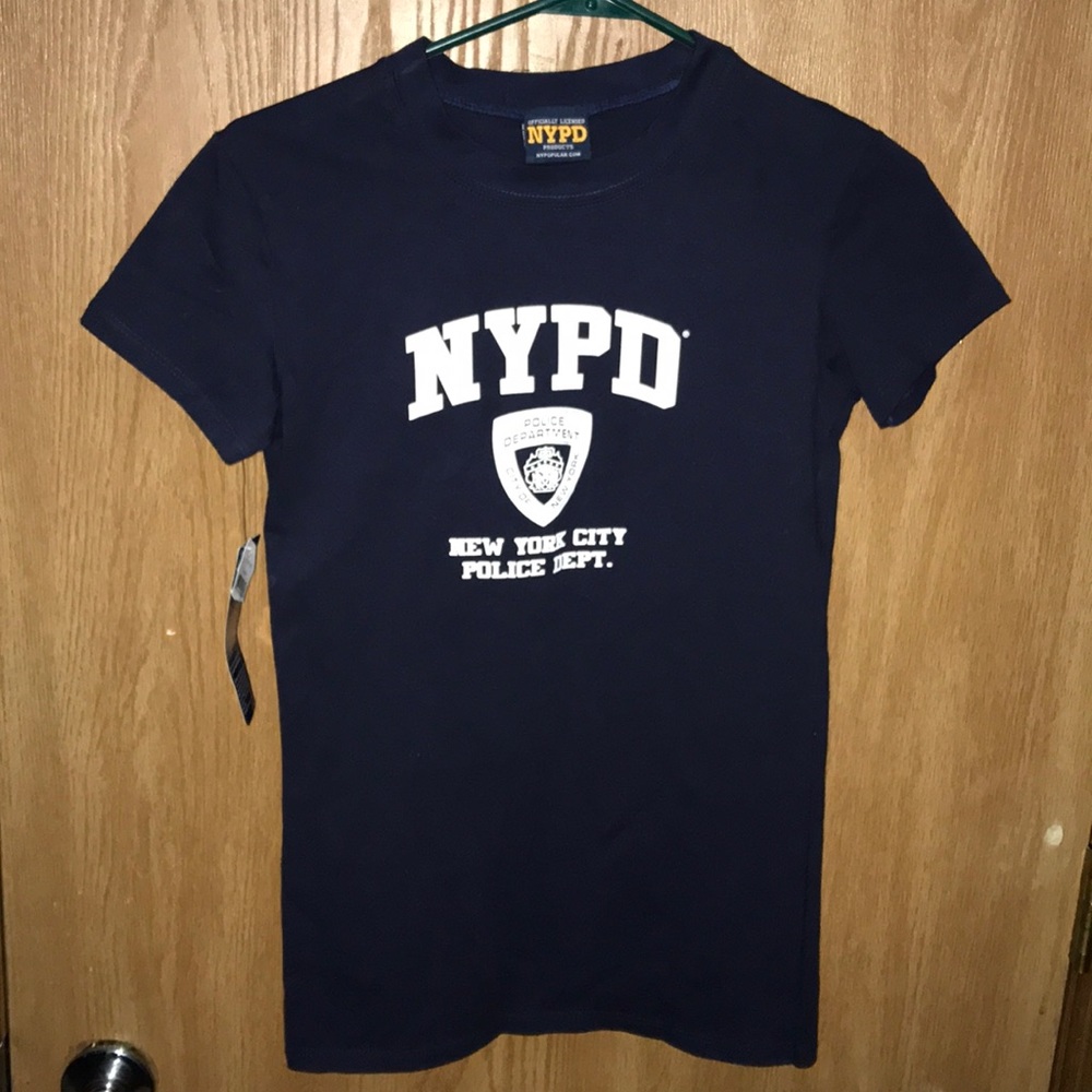 M Stretch T NYPD Made In USA Navy Blue Soft Cute!